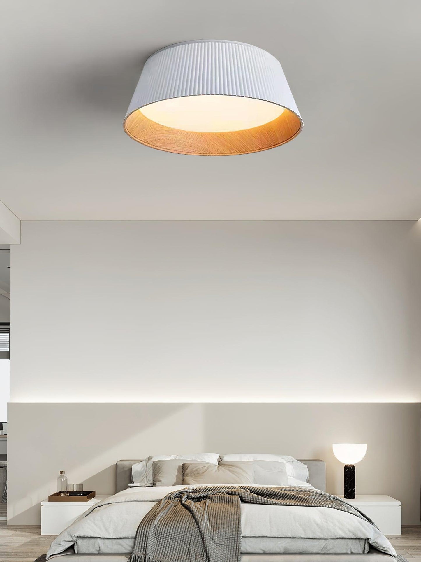 Ribbed Ceiling Light | Metal & Acrylic | Black or White Finish