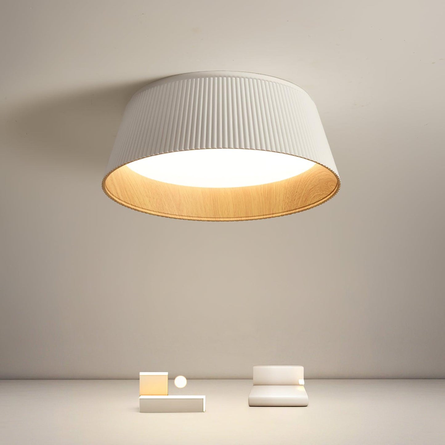 Ribbed Ceiling Light | Metal & Acrylic | Black or White Finish