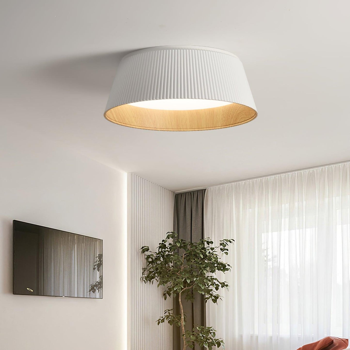 Ribbed Ceiling Light | Metal & Acrylic | Black or White Finish