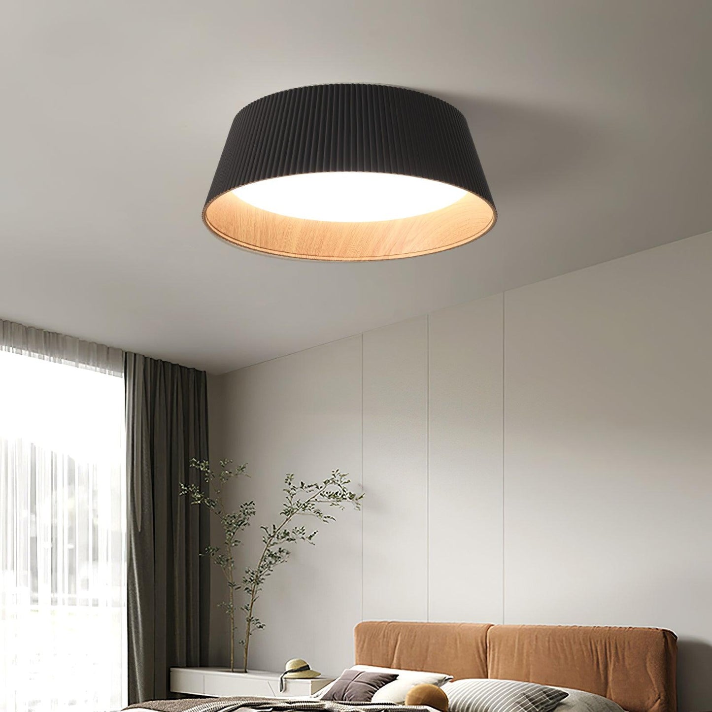 Ribbed Ceiling Light | Metal & Acrylic | Black or White Finish