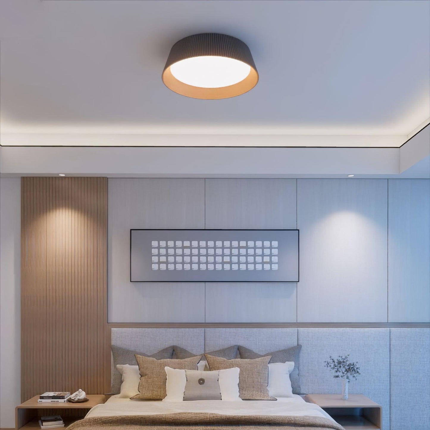 Ribbed Ceiling Light | Metal & Acrylic | Black or White Finish