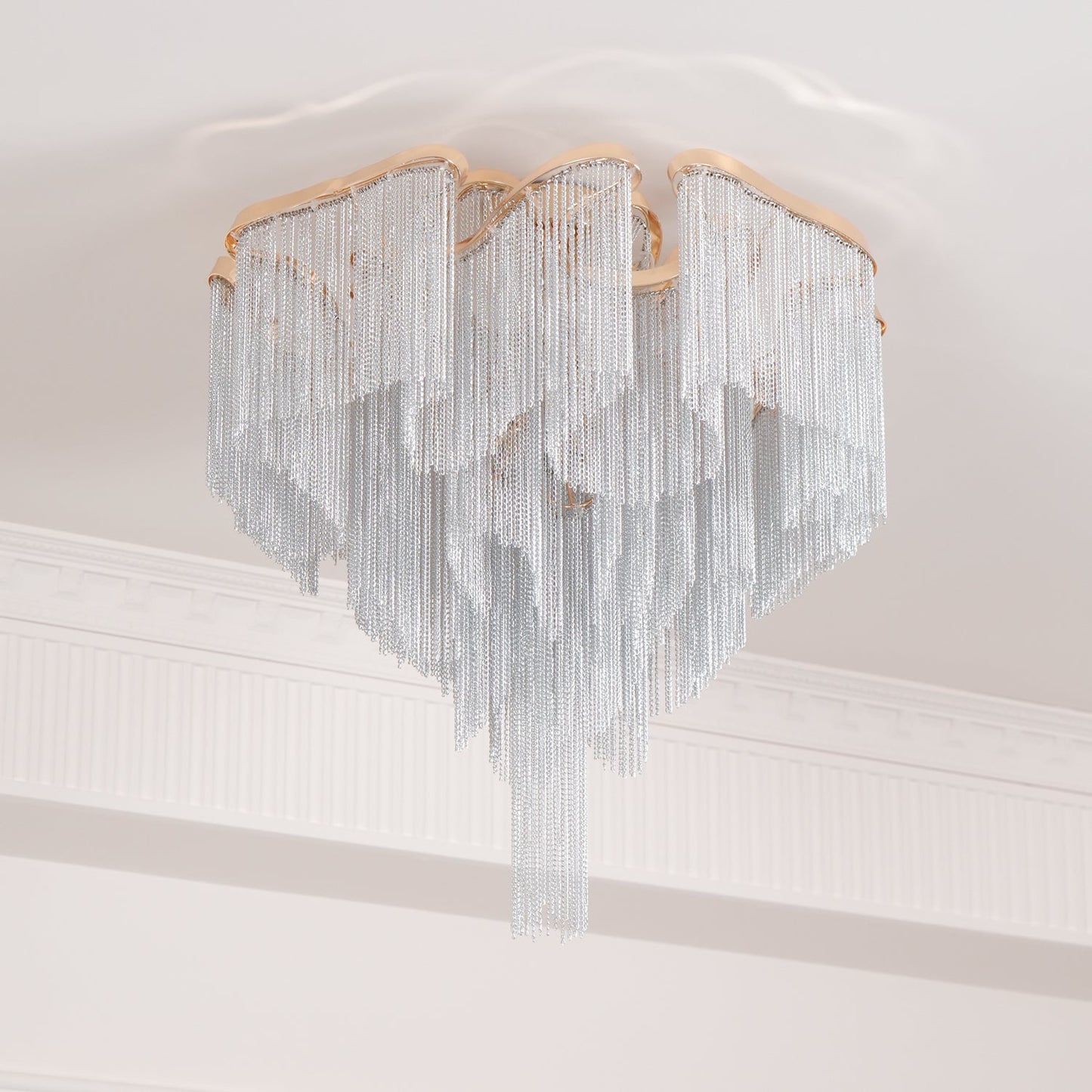 Modern Tassel Ceiling Lamp | Metal & Aluminum Chain | Champagne Gold