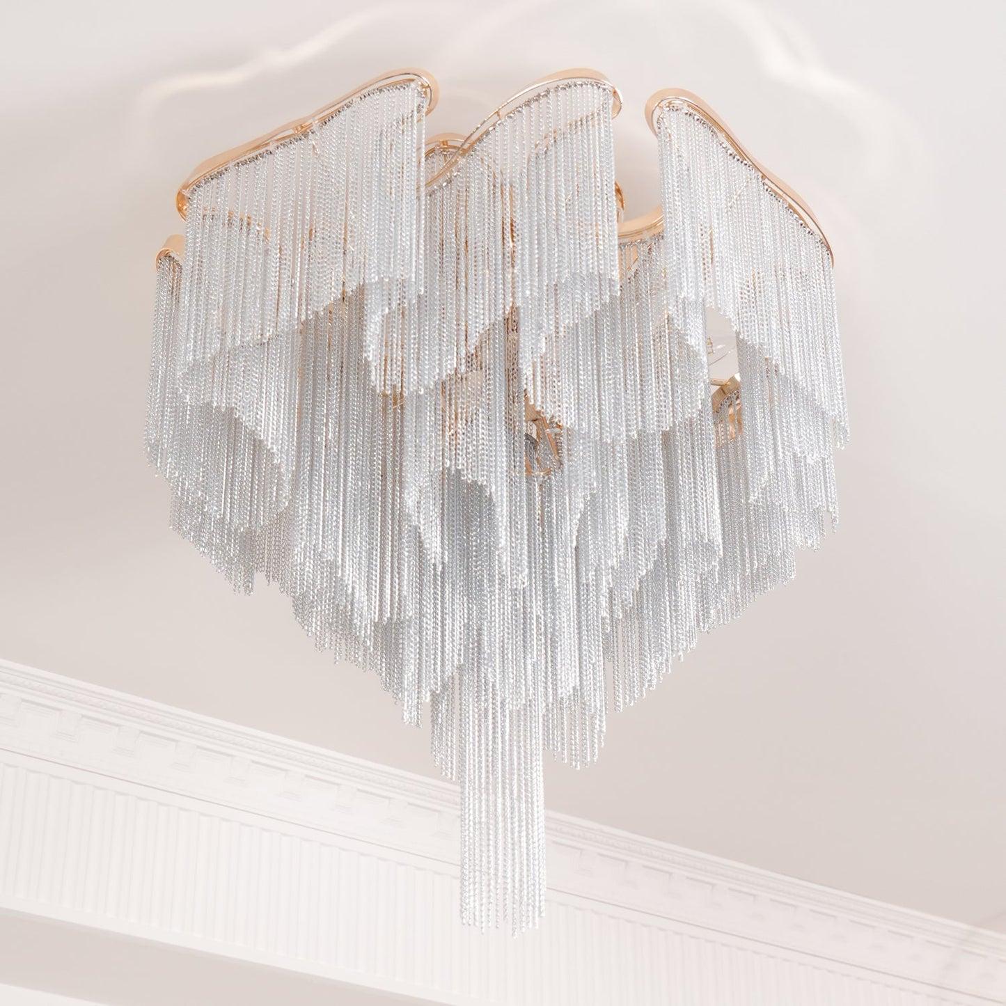 Modern Tassel Ceiling Lamp | Metal & Aluminum Chain | Champagne Gold