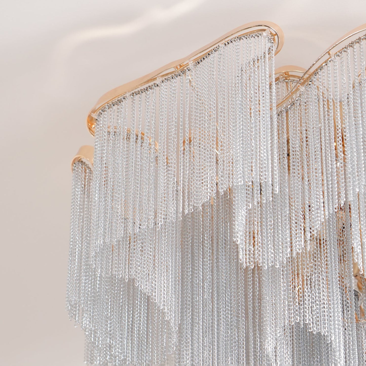 Modern Tassel Ceiling Lamp | Metal & Aluminum Chain | Champagne Gold
