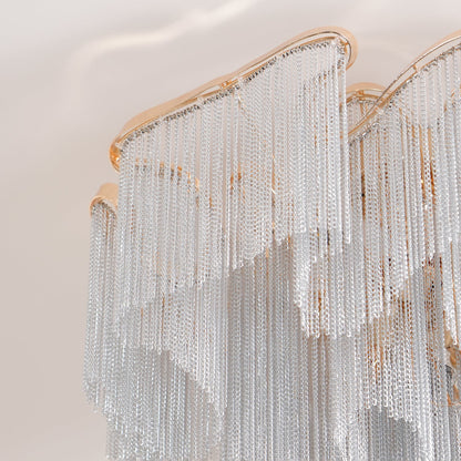 Modern Tassel Ceiling Lamp | Metal & Aluminum Chain | Champagne Gold