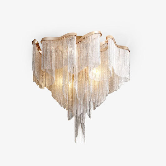 Modern Tassel Ceiling Lamp | Metal & Aluminum Chain | Champagne Gold