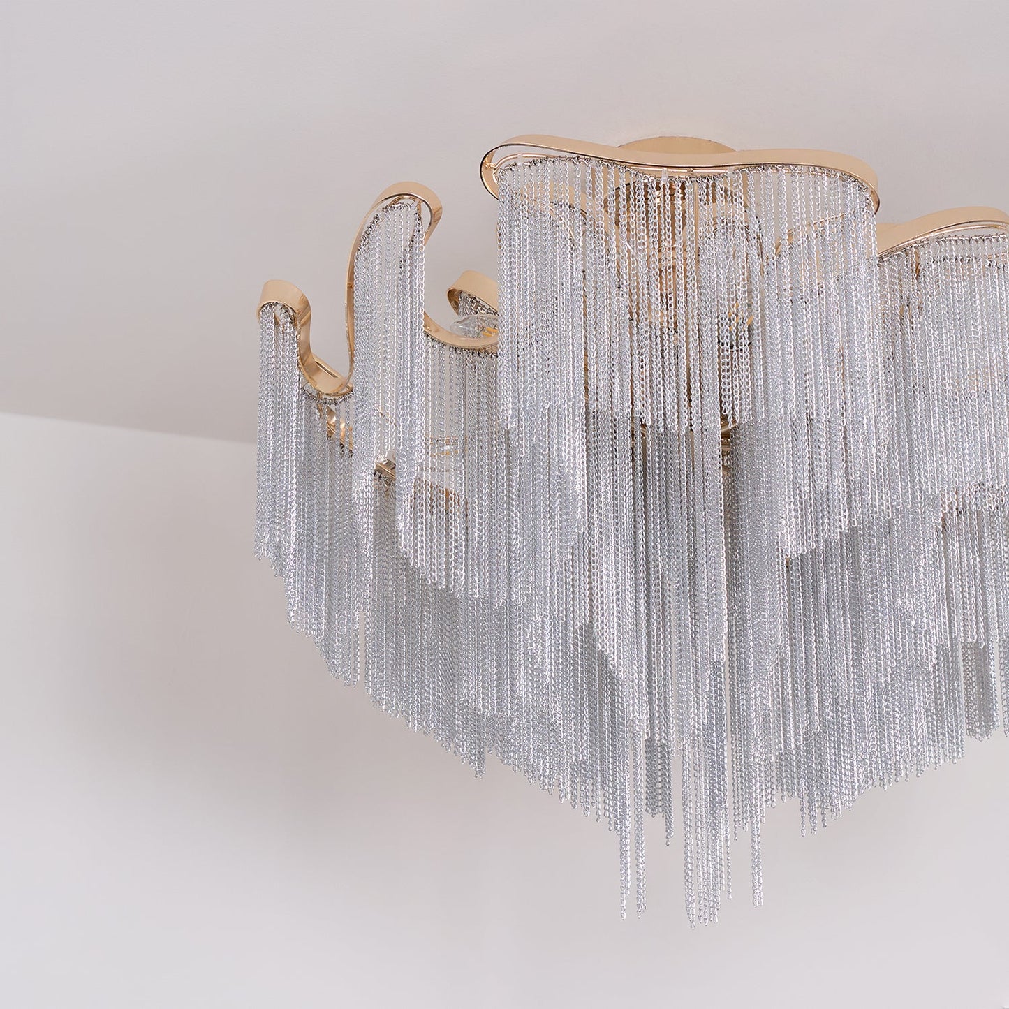 Modern Tassel Ceiling Lamp | Metal & Aluminum Chain | Champagne Gold