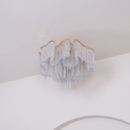 Modern Tassel Ceiling Lamp | Metal & Aluminum Chain | Champagne Gold