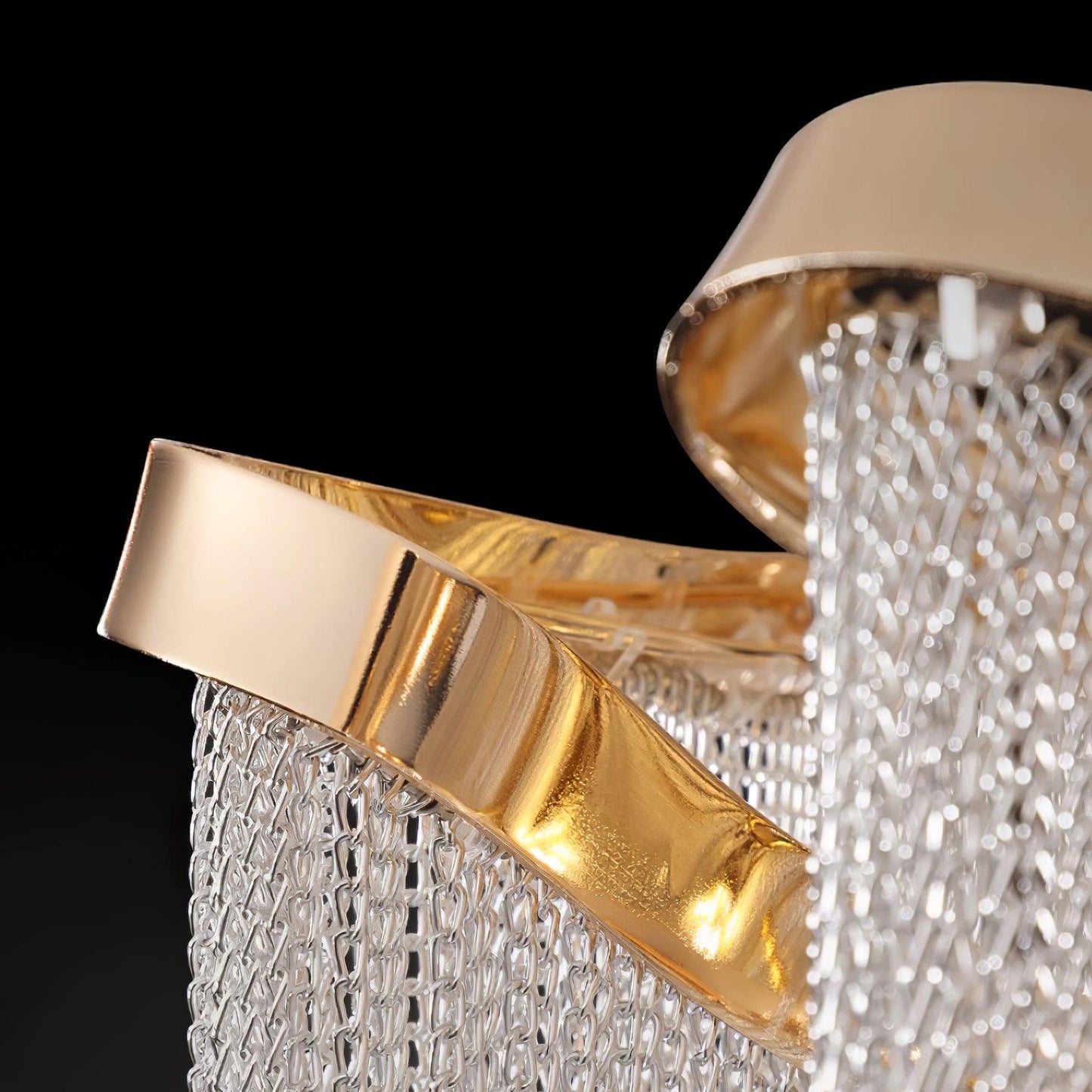 Modern Tassel Ceiling Lamp | Metal & Aluminum Chain | Champagne Gold