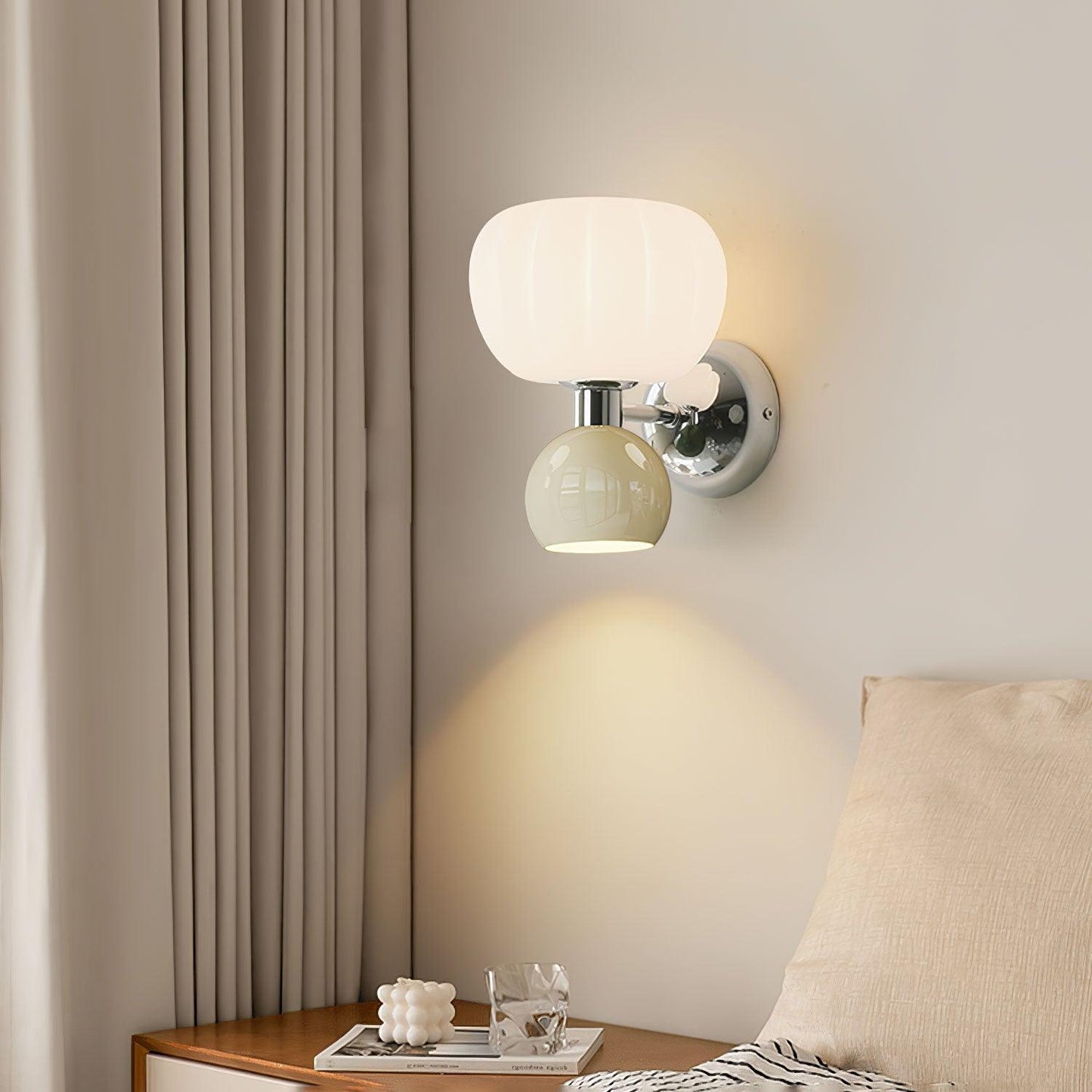 Moderno Cream Sconce | Metal, Plastic | Chrome