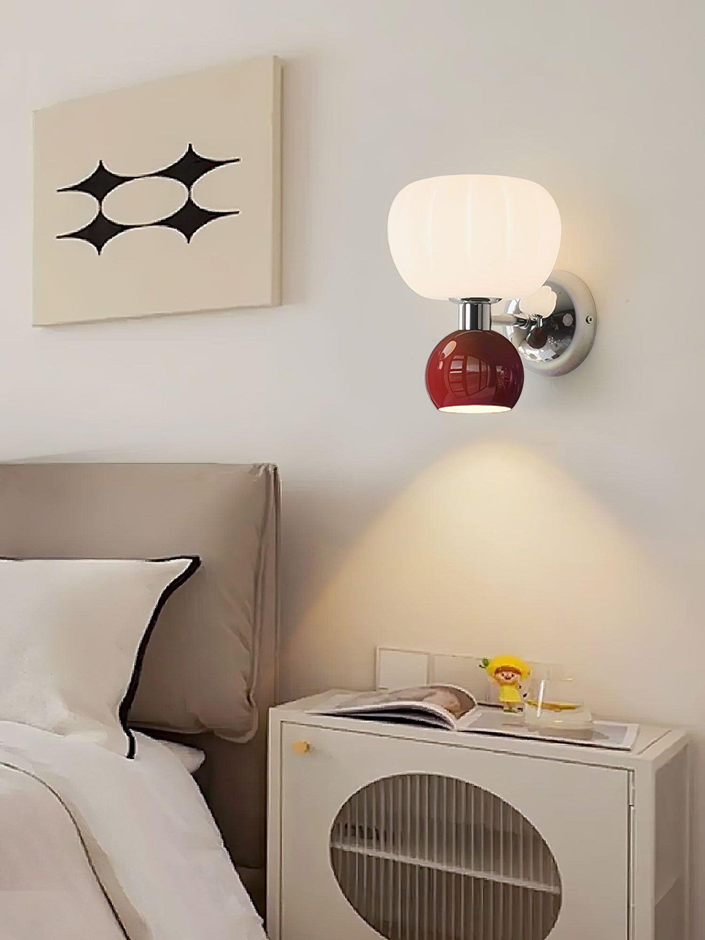 Moderno Cream Sconce | Metal, Plastic | Chrome
