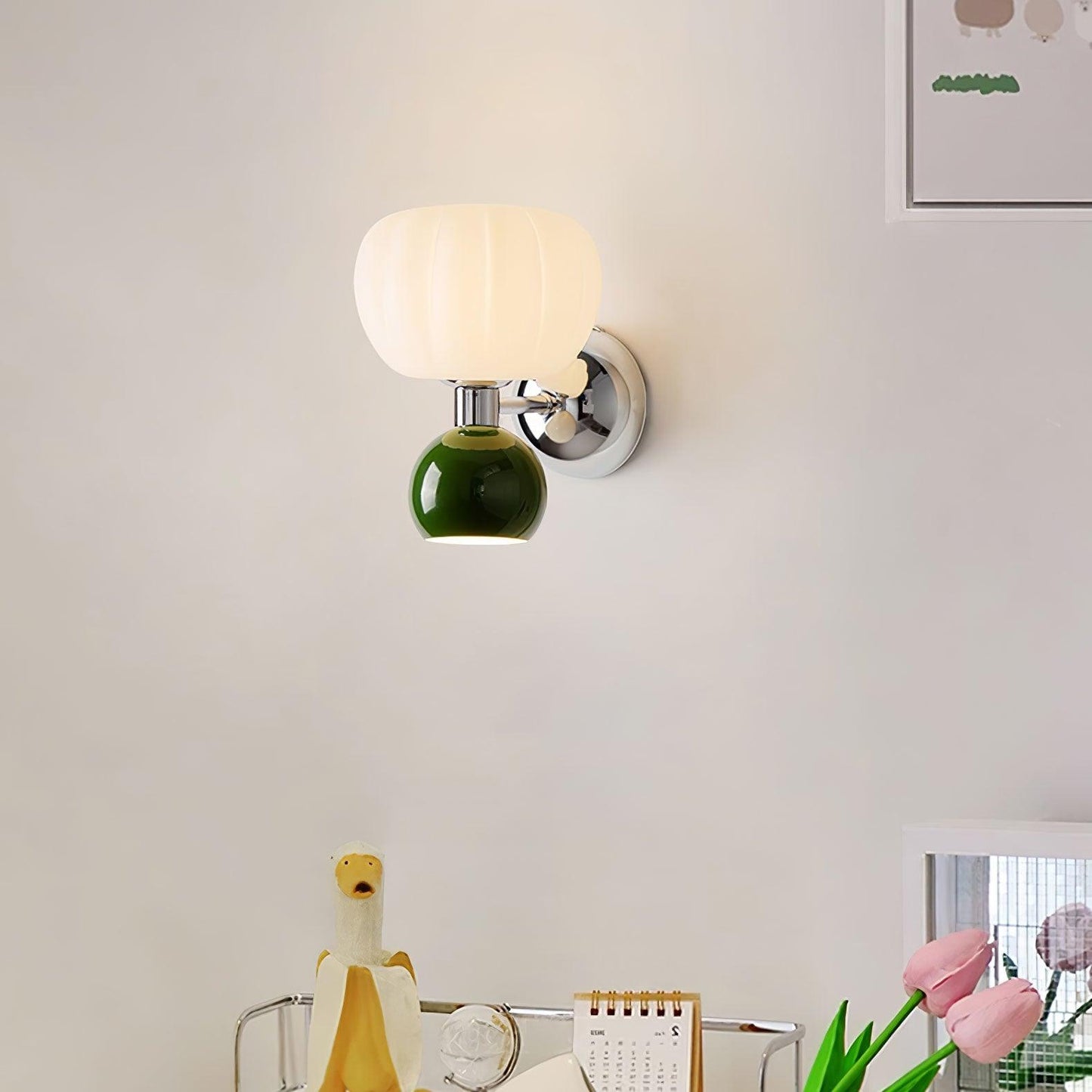 Moderno Cream Sconce | Metal, Plastic | Chrome