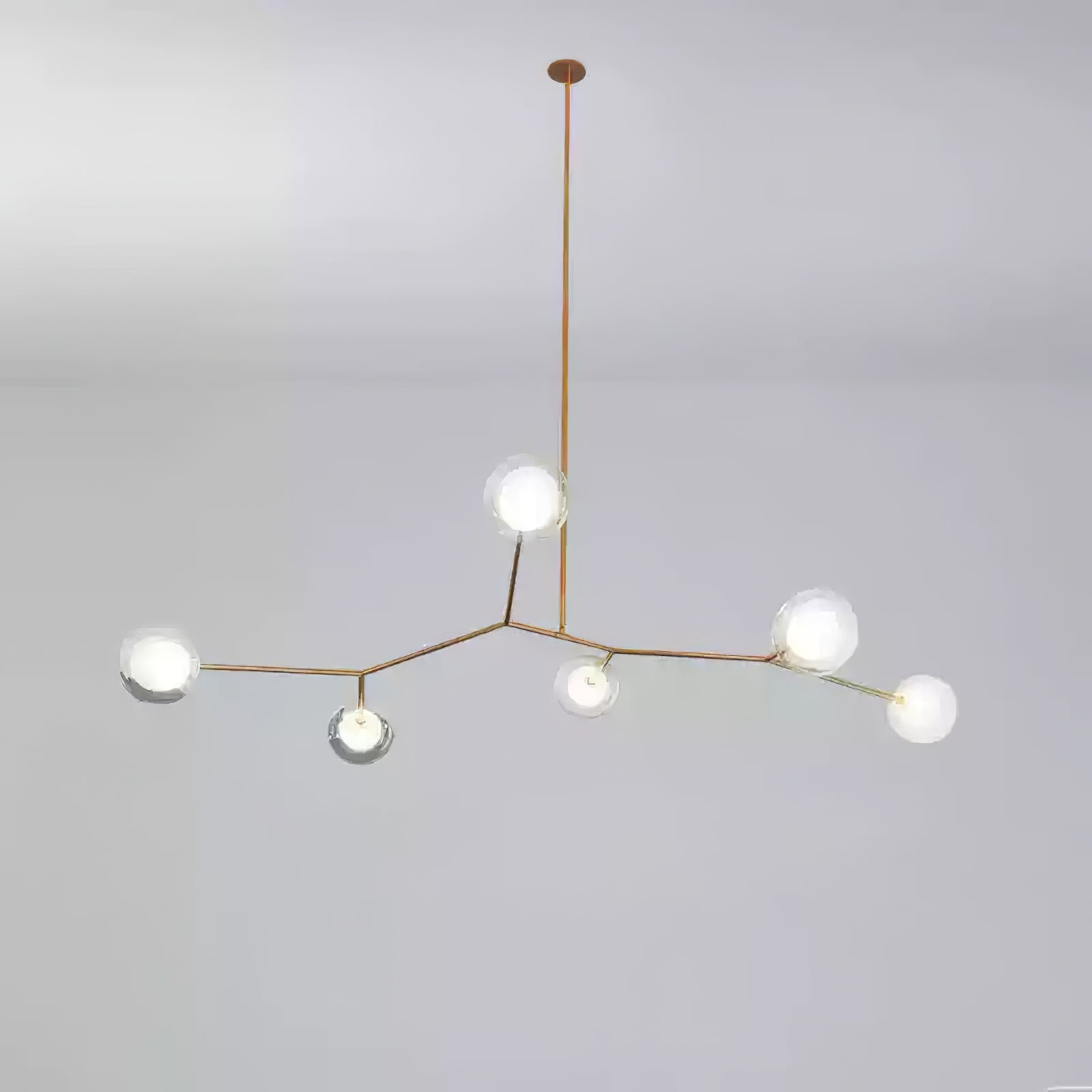 Molecular Glass Sphere Chandelier | Brass & Black Finish | 6, 7, or 16 Heads