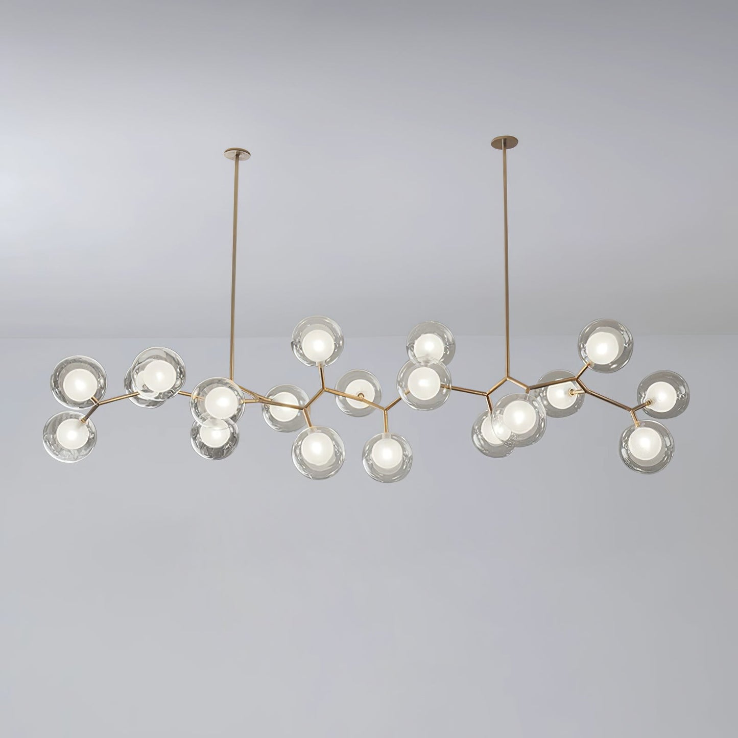 Molecular Glass Sphere Chandelier | Brass & Black Finish | 6, 7, or 16 Heads