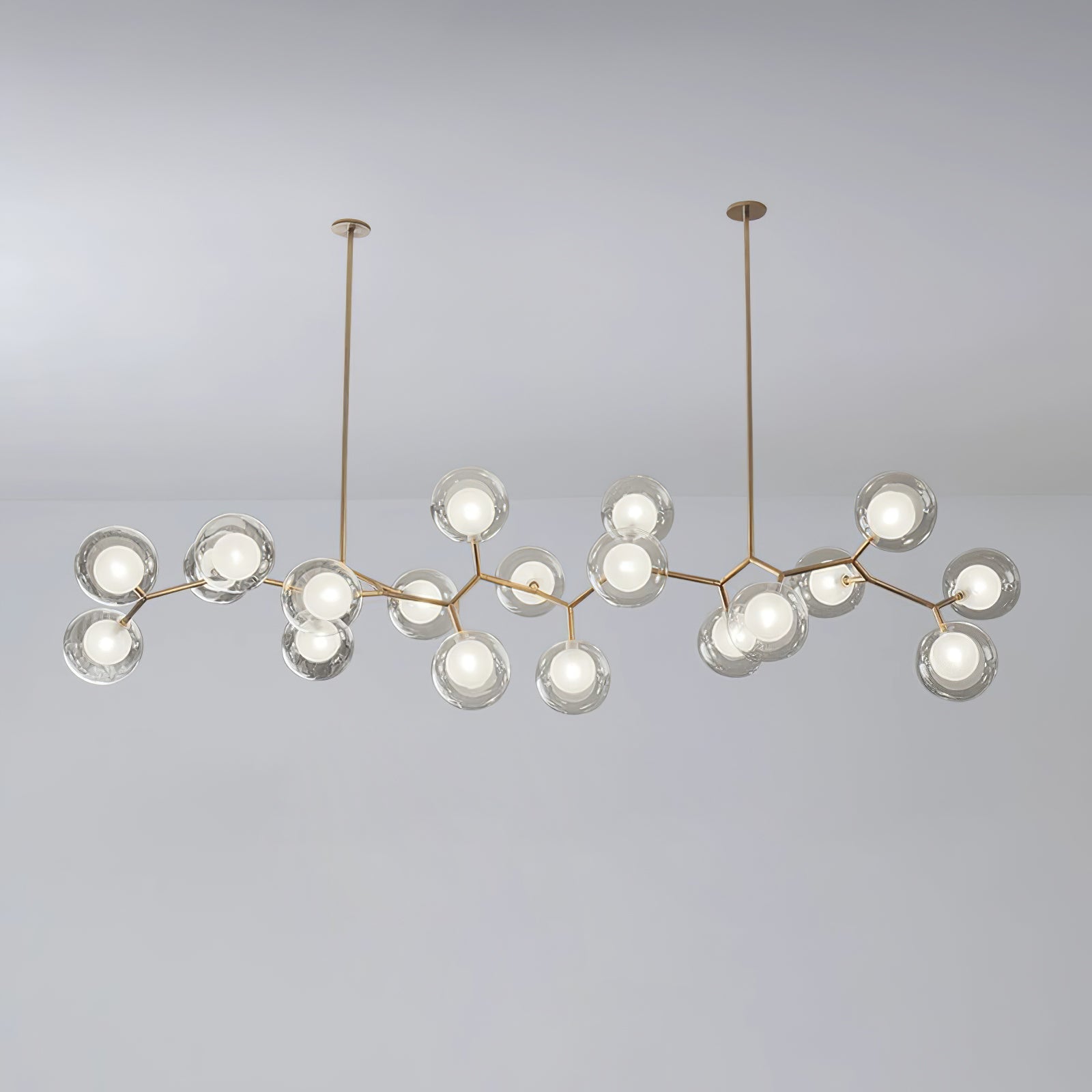 Molecular Glass Sphere Chandelier | Brass & Black Finish | 6, 7, or 16 Heads