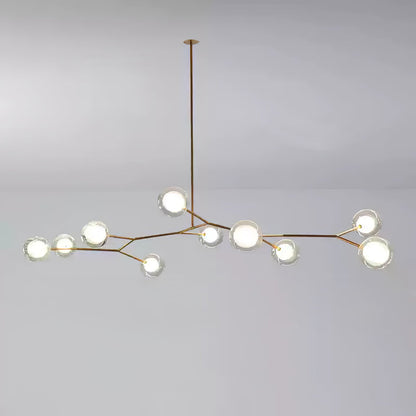 Molecular Glass Sphere Chandelier | Brass & Black Finish | 6, 7, or 16 Heads