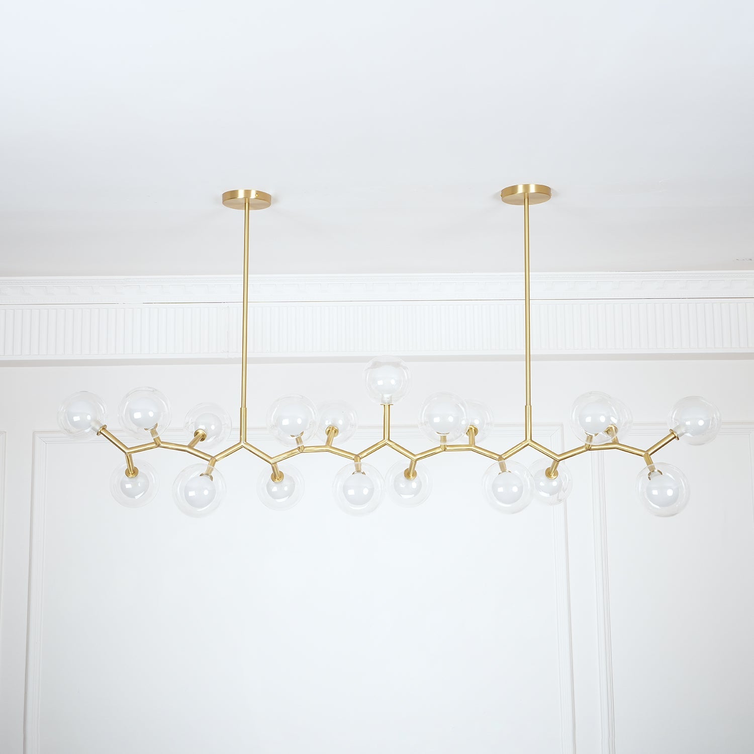 Molecular Glass Sphere Chandelier | Brass & Black Finish | 6, 7, or 16 Heads