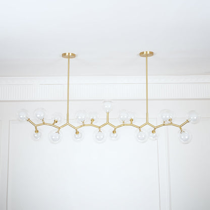 Molecular Glass Sphere Chandelier | Brass & Black Finish | 6, 7, or 16 Heads