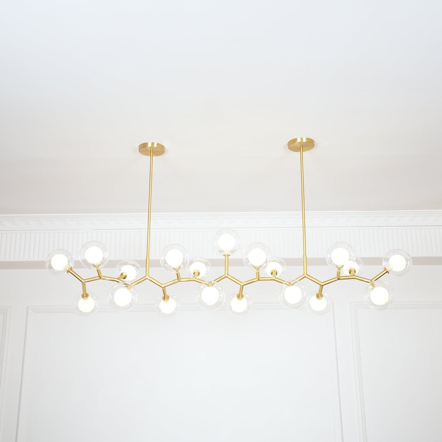 Molecular Glass Sphere Chandelier | Brass & Black Finish | 6, 7, or 16 Heads