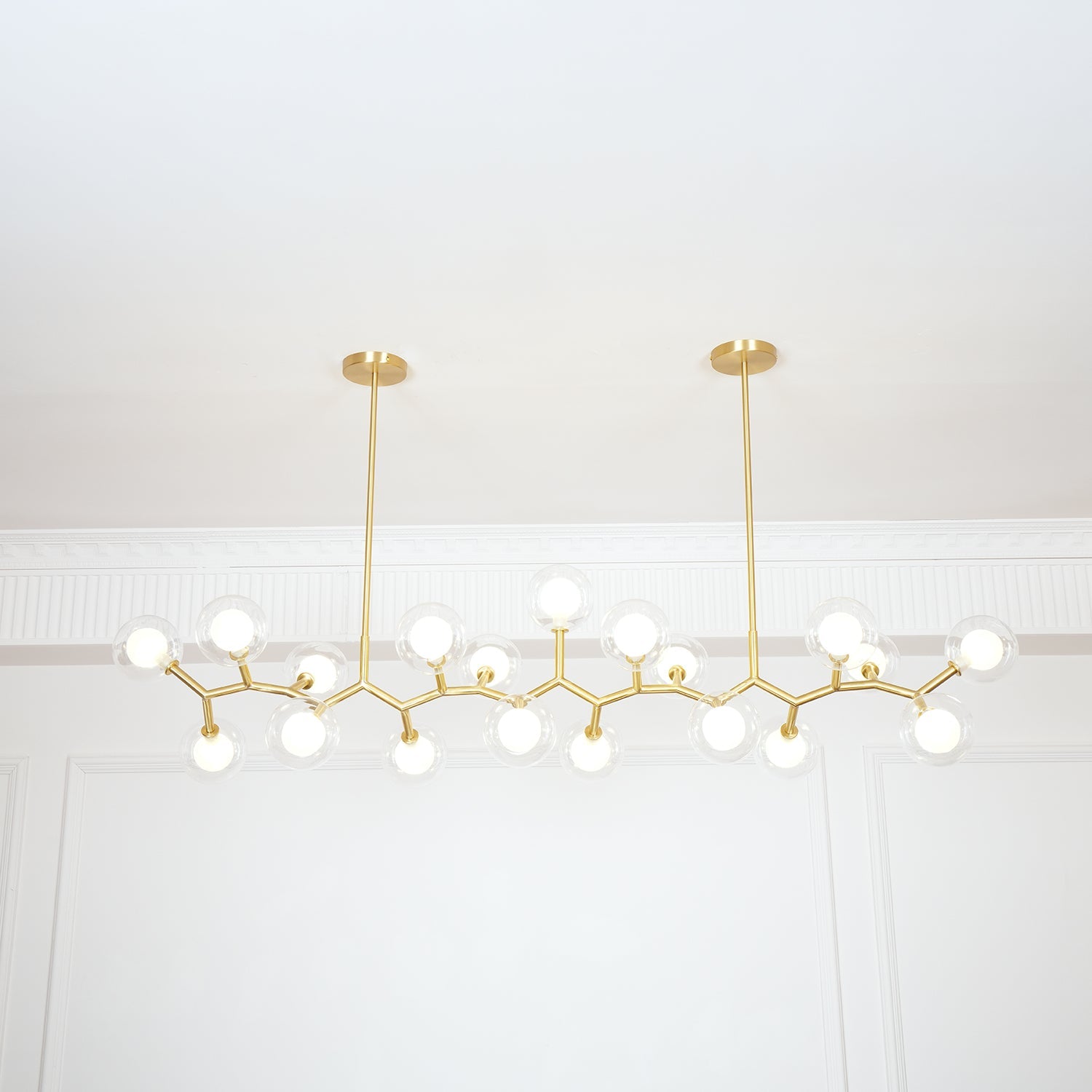 Molecular Glass Sphere Chandelier | Brass & Black Finish | 6, 7, or 16 Heads