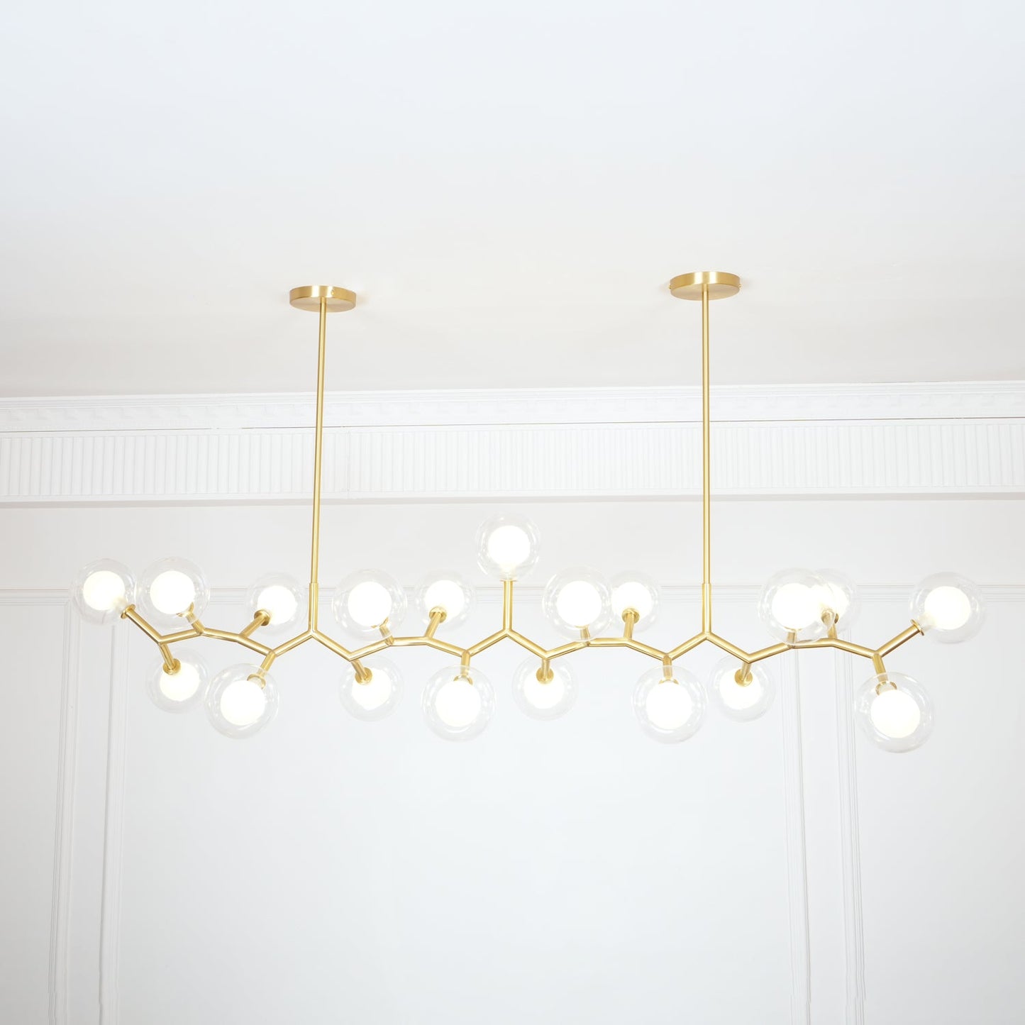 Molecular Glass Sphere Chandelier | Brass & Black Finish | 6, 7, or 16 Heads