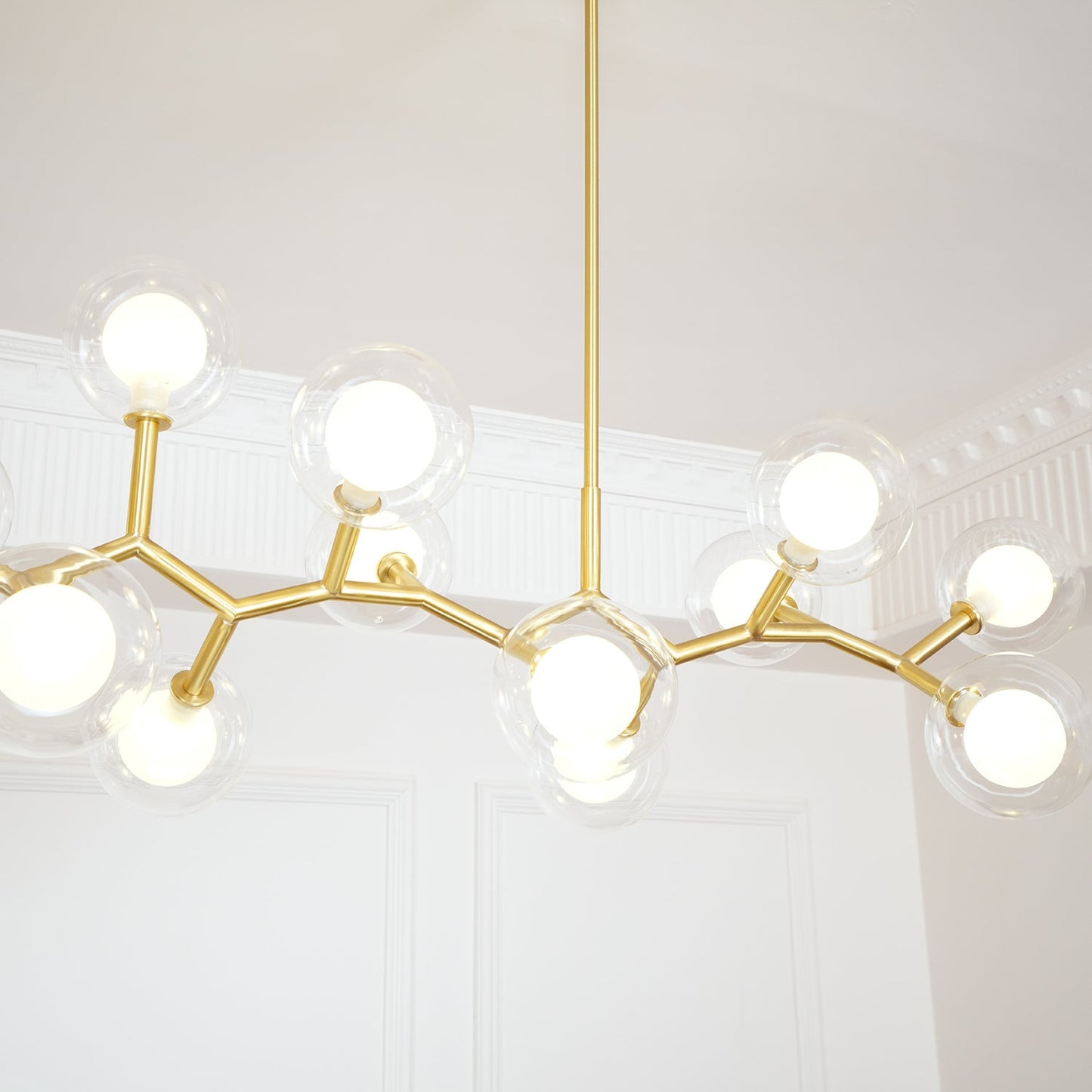 Molecular Glass Sphere Chandelier | Brass & Black Finish | 6, 7, or 16 Heads