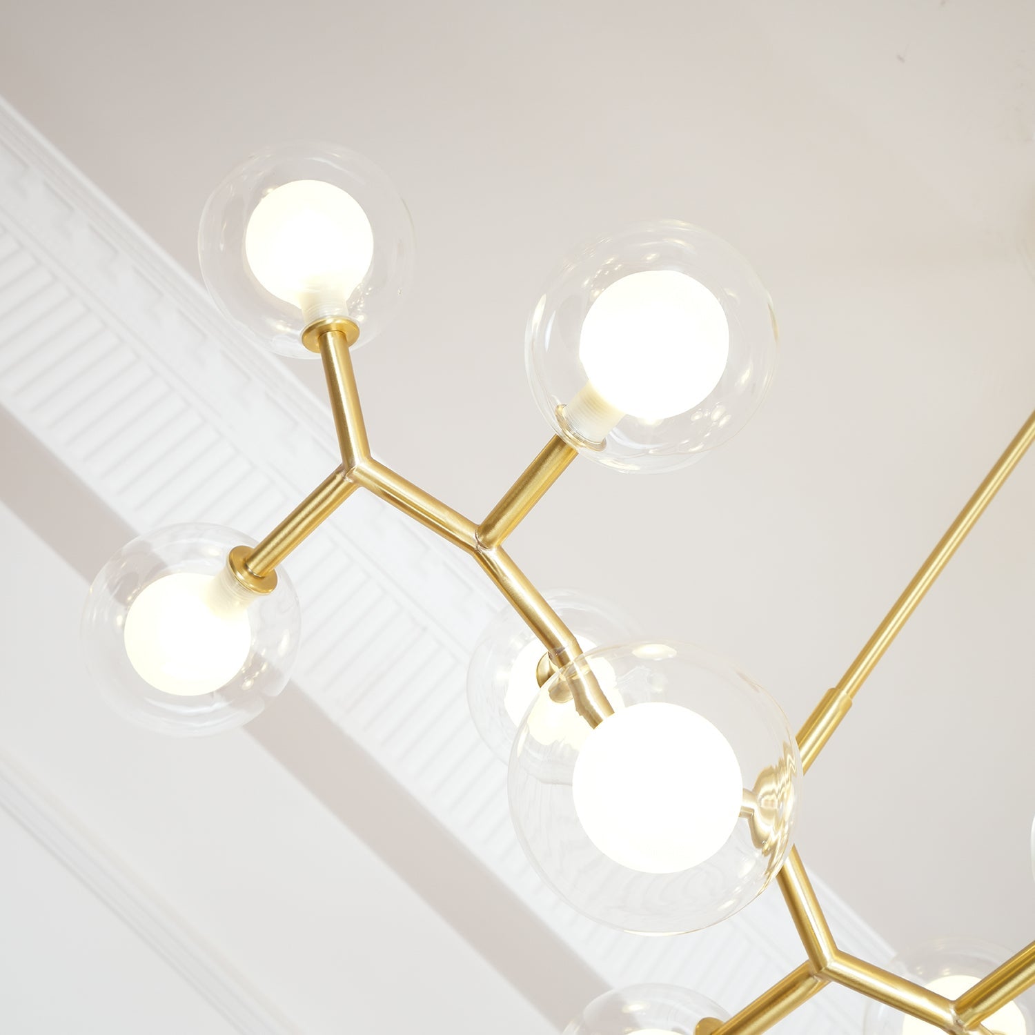 Molecular Glass Sphere Chandelier | Brass & Black Finish | 6, 7, or 16 Heads