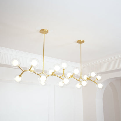 Molecular Glass Sphere Chandelier | Brass & Black Finish | 6, 7, or 16 Heads