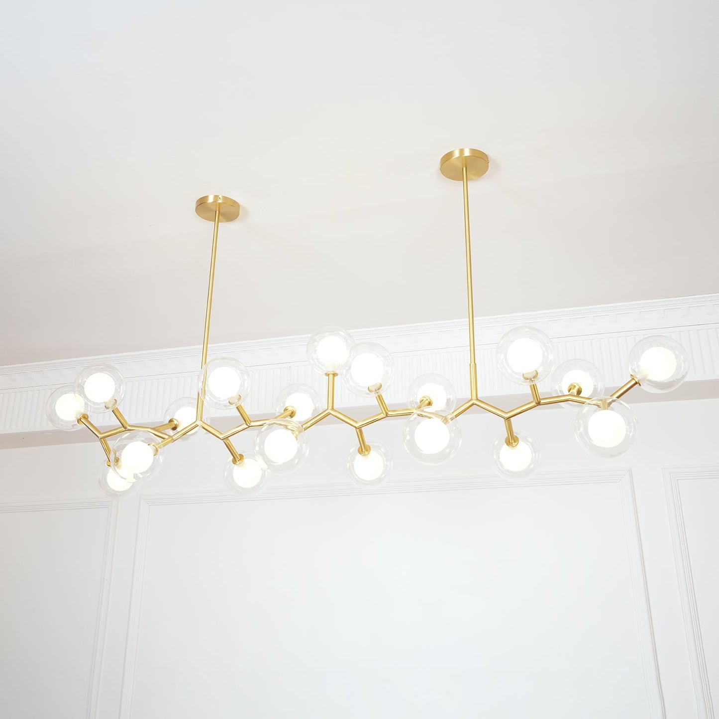 Molecular Glass Sphere Chandelier | Brass & Black Finish | 6, 7, or 16 Heads
