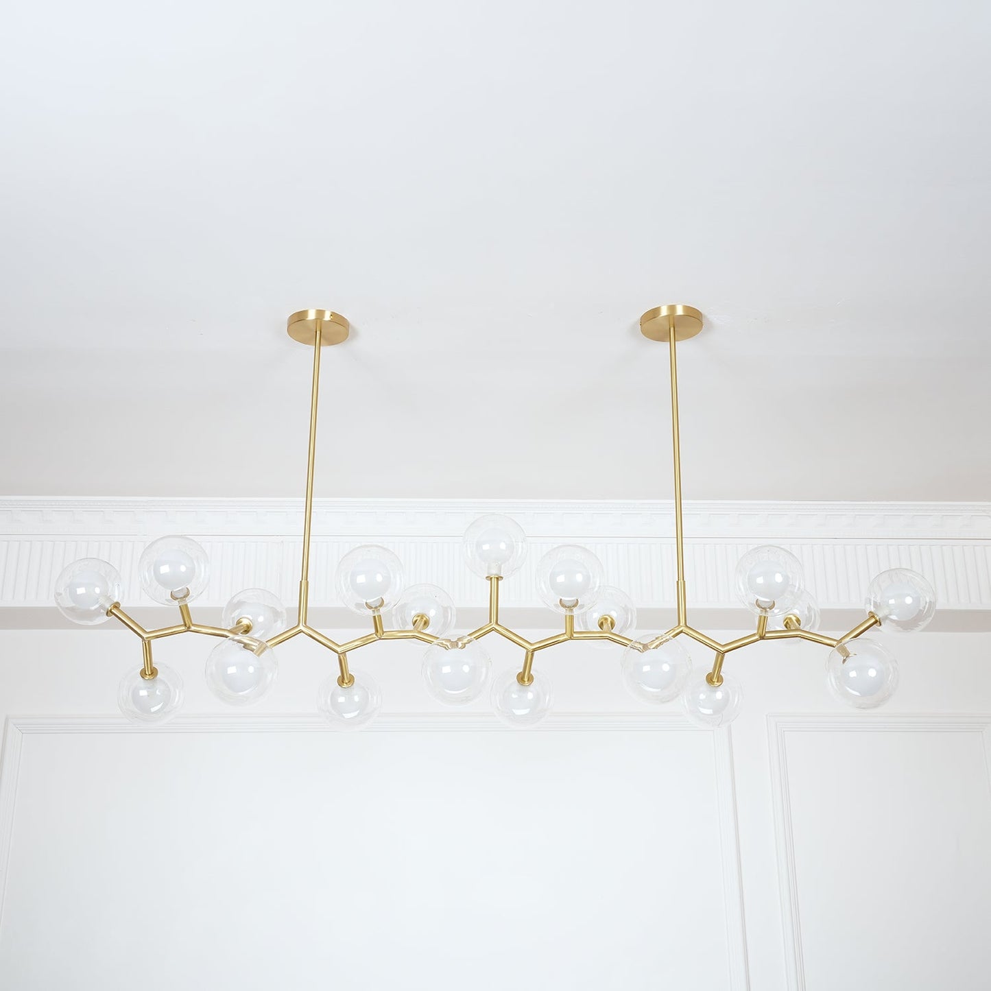 Molecular Glass Sphere Chandelier | Brass & Black Finish | 6, 7, or 16 Heads