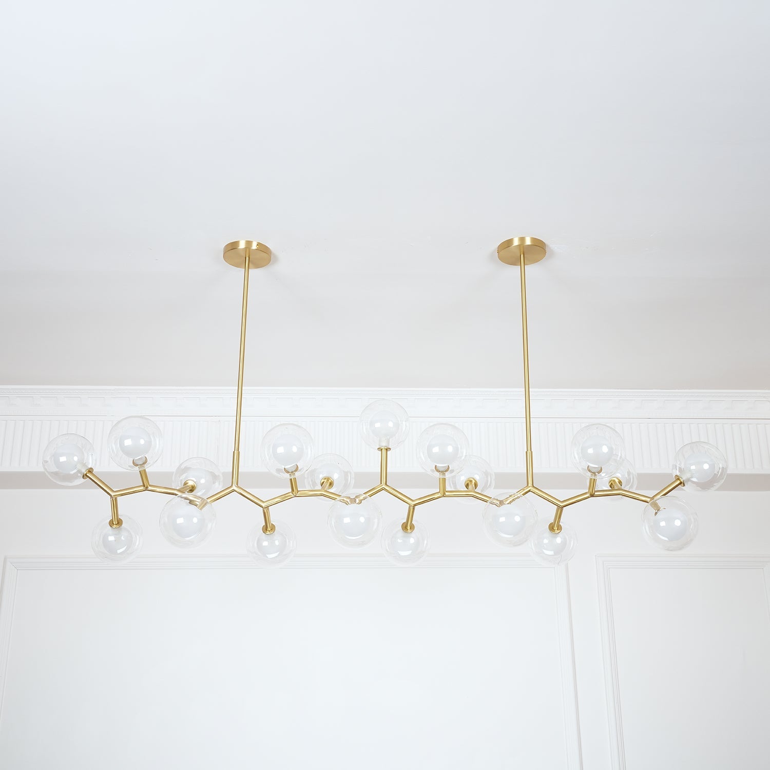 Molecular Glass Sphere Chandelier | Brass & Black Finish | 6, 7, or 16 Heads
