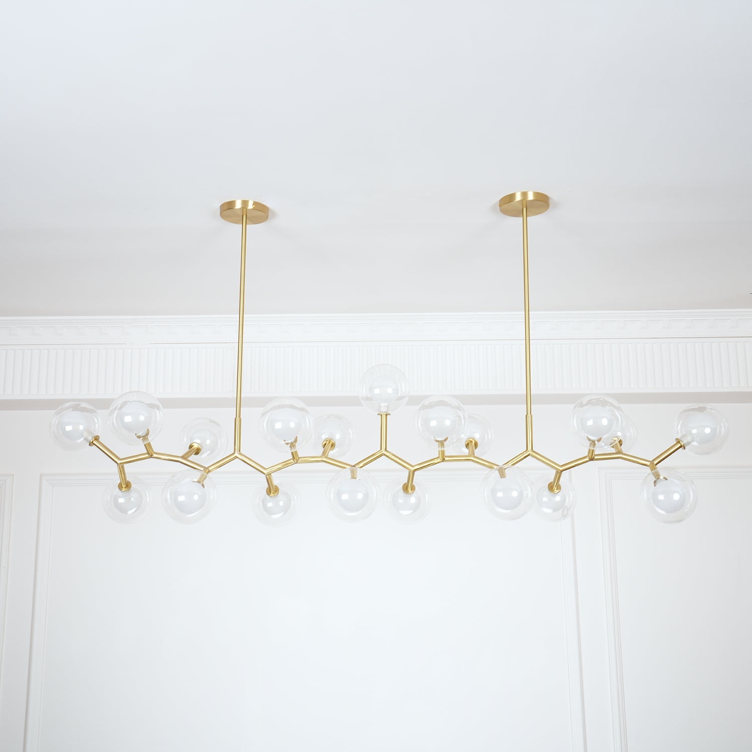 Molecular Glass Sphere Chandelier | Brass & Black Finish | 6, 7, or 16 Heads