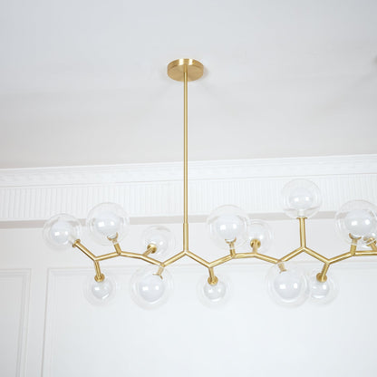 Molecular Glass Sphere Chandelier | Brass & Black Finish | 6, 7, or 16 Heads