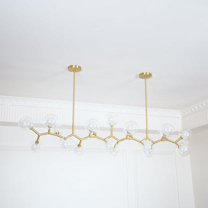 Molecular Glass Sphere Chandelier | Brass & Black Finish | 6, 7, or 16 Heads