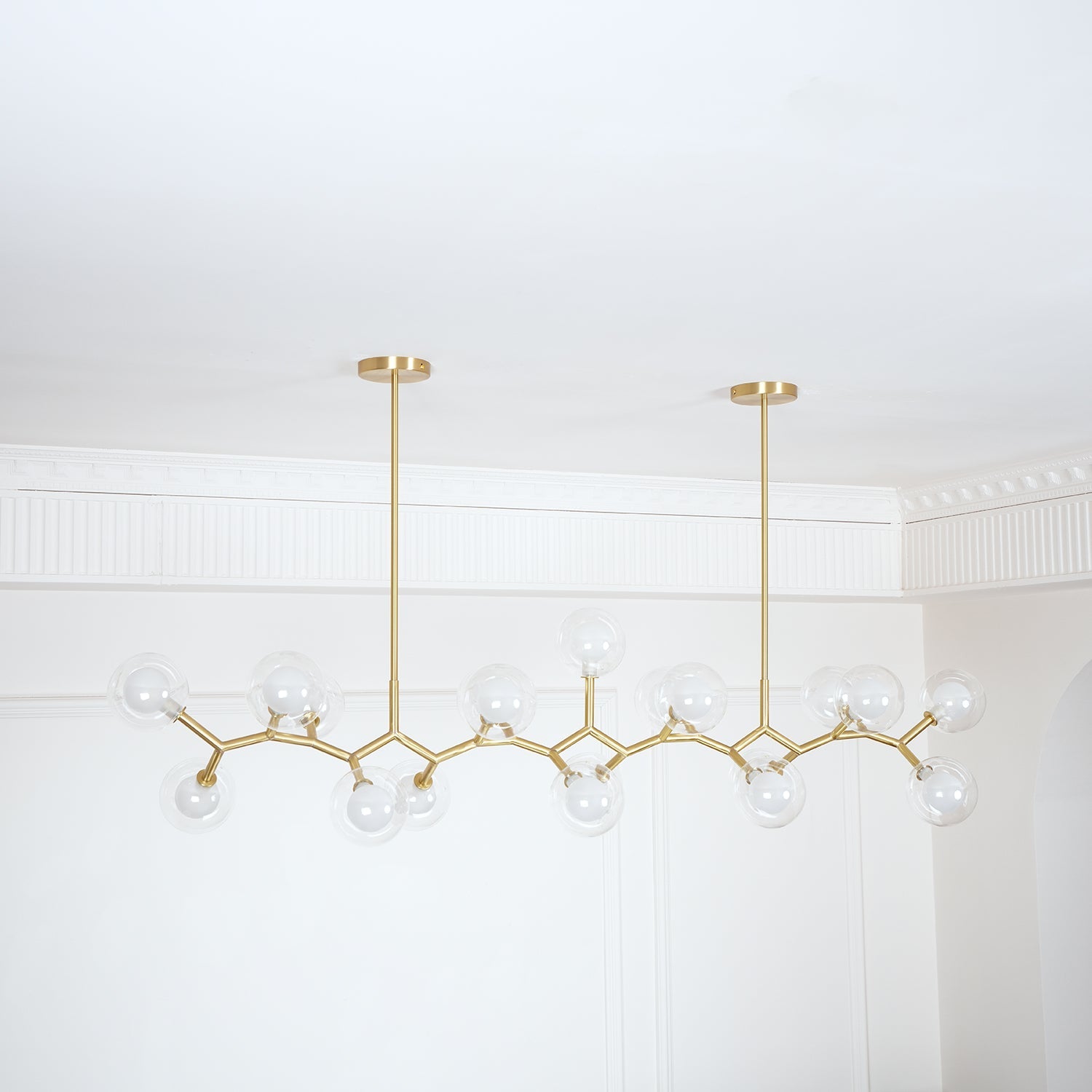 Molecular Glass Sphere Chandelier | Brass & Black Finish | 6, 7, or 16 Heads