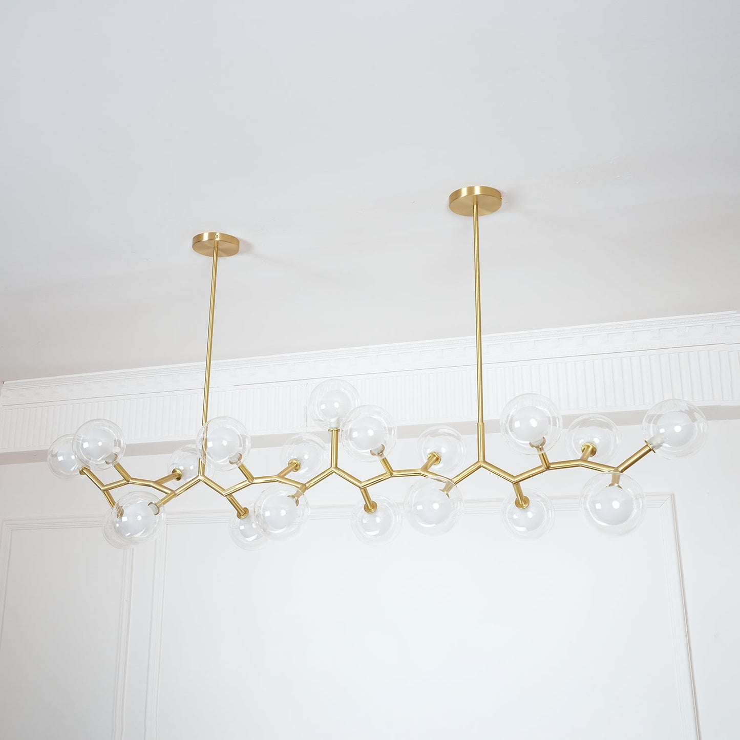Molecular Glass Sphere Chandelier | Brass & Black Finish | 6, 7, or 16 Heads