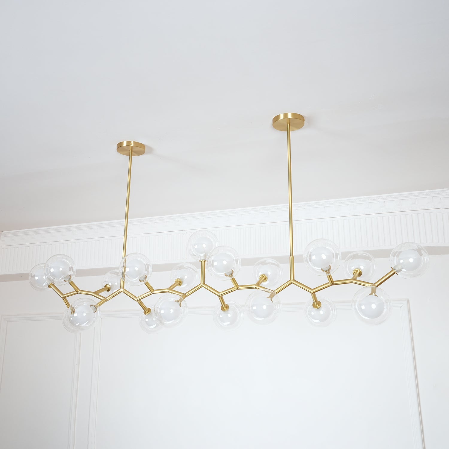 Molecular Glass Sphere Chandelier | Brass & Black Finish | 6, 7, or 16 Heads
