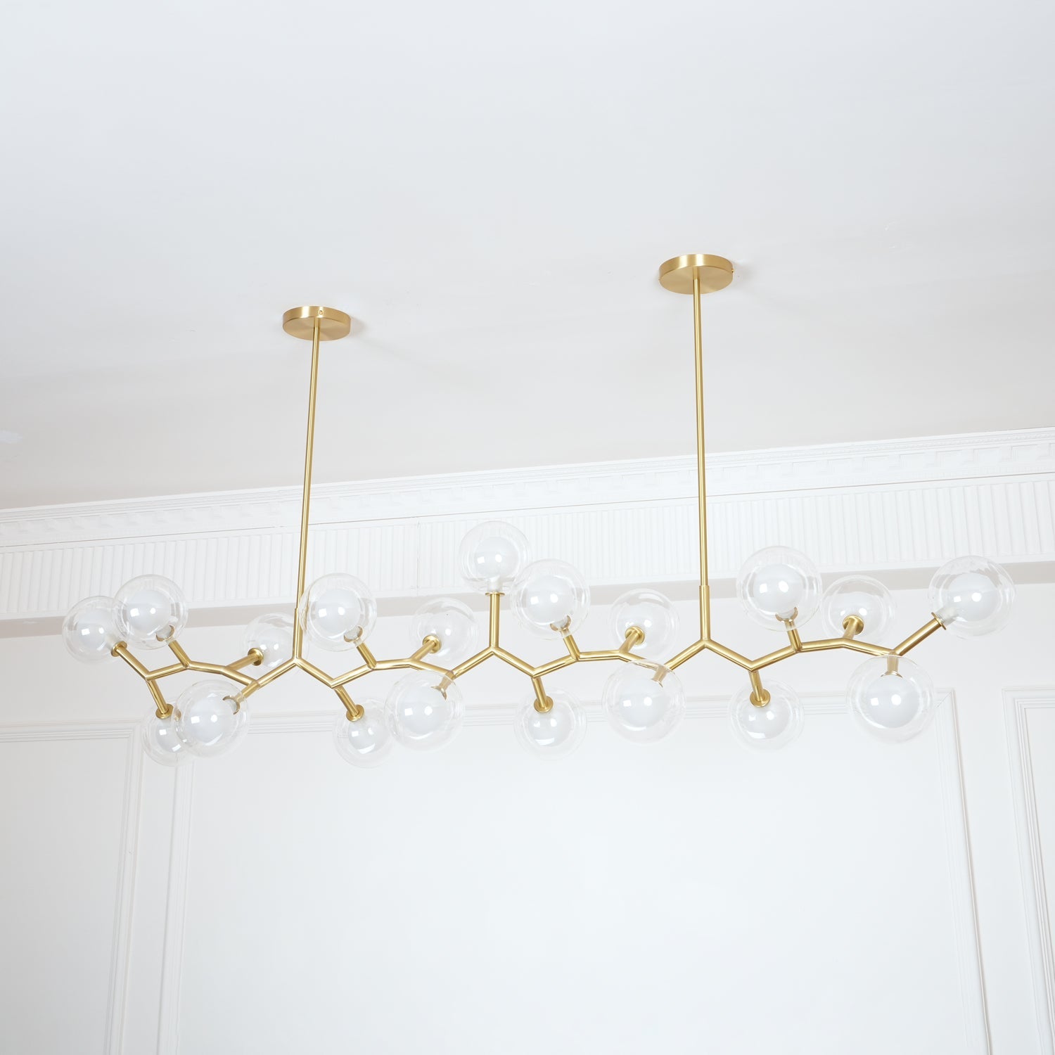 Molecular Glass Sphere Chandelier | Brass & Black Finish | 6, 7, or 16 Heads