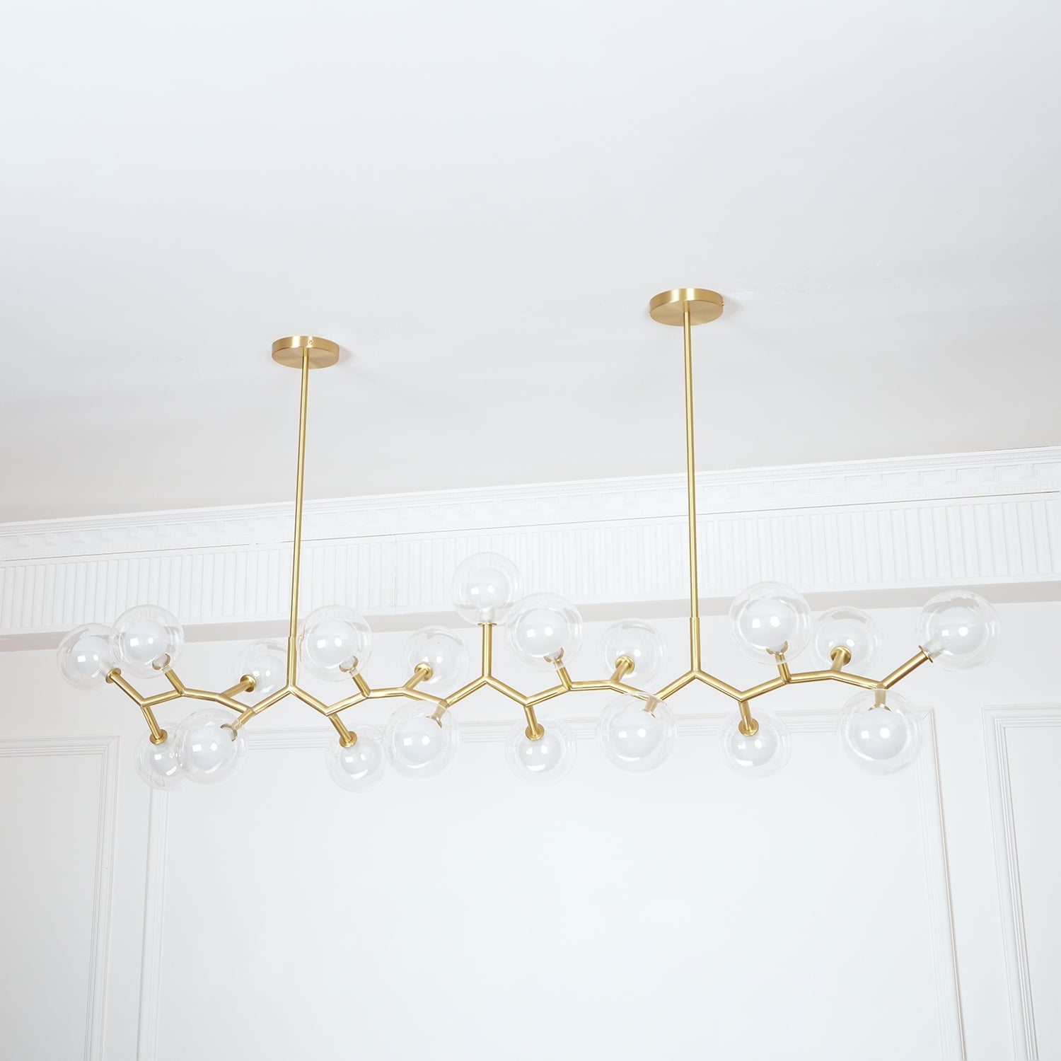 Molecular Glass Sphere Chandelier | Brass & Black Finish | 6, 7, or 16 Heads
