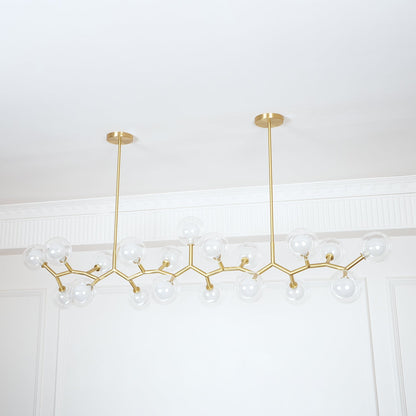 Molecular Glass Sphere Chandelier | Brass & Black Finish | 6, 7, or 16 Heads