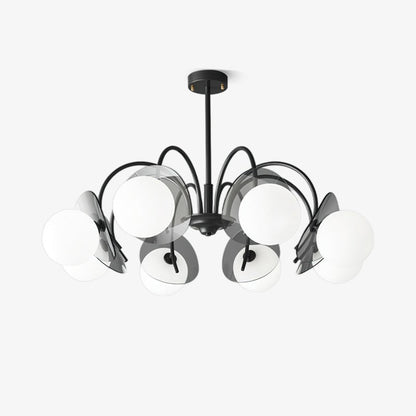Molecular Glass Chandelier | Black Brass Frame | 4, 5, or 8 Heads