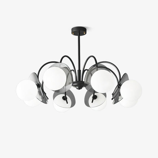 Molecular Glass Chandelier | Black Brass Frame | 4, 5, or 8 Heads