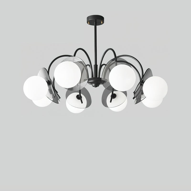 Molecular Glass Chandelier | Black Brass Frame | 4, 5, or 8 Heads