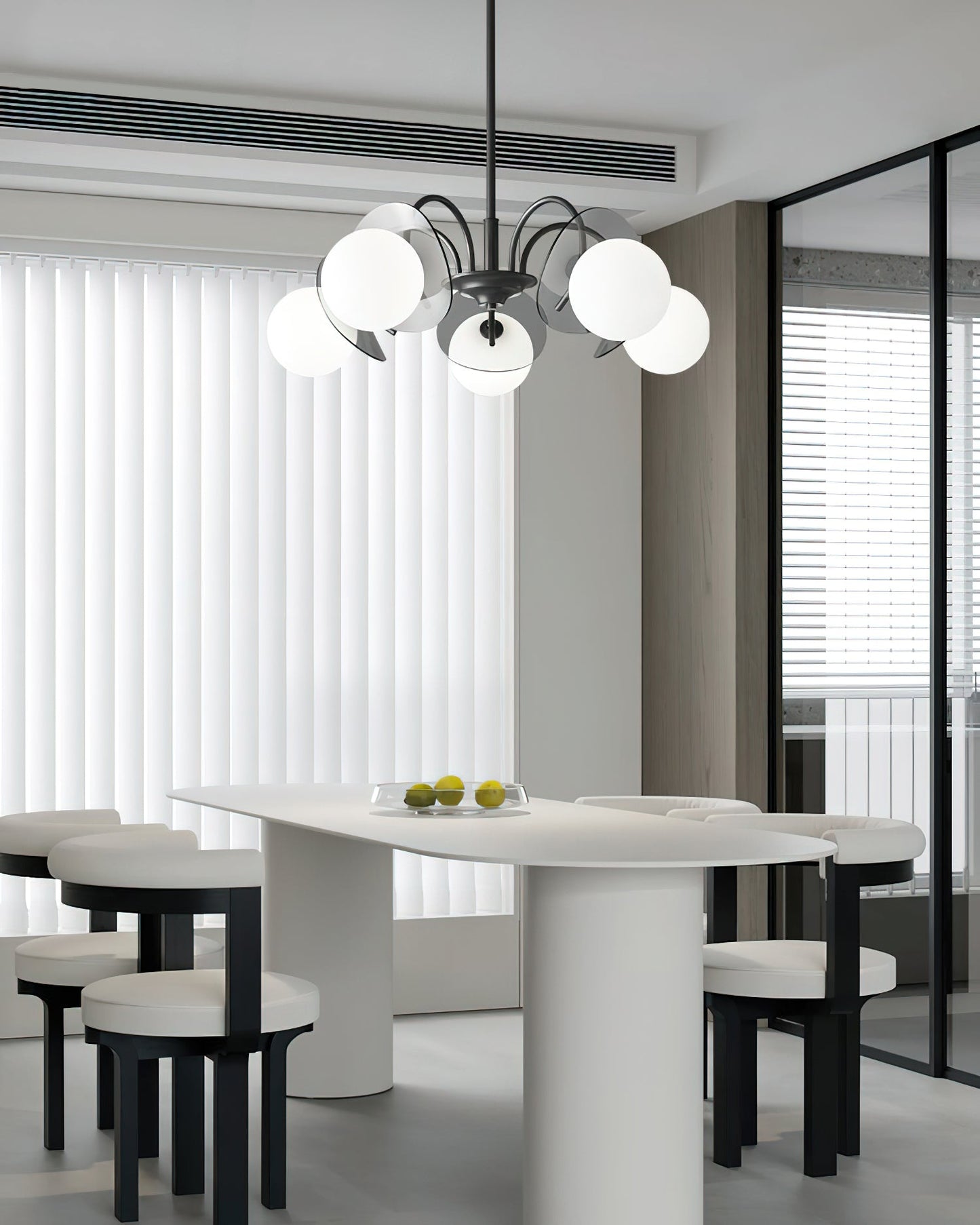 Molecular Glass Chandelier | Black Brass Frame | 4, 5, or 8 Heads