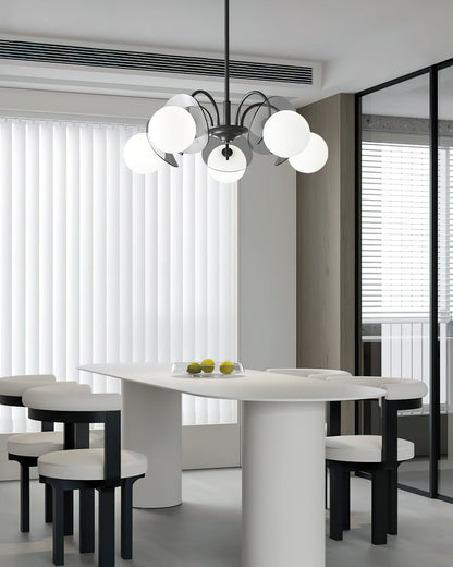 Molecular Glass Chandelier | Black Brass Frame | 4, 5, or 8 Heads