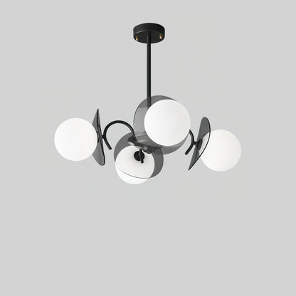 Molecular Glass Chandelier | Black Brass Frame | 4, 5, or 8 Heads