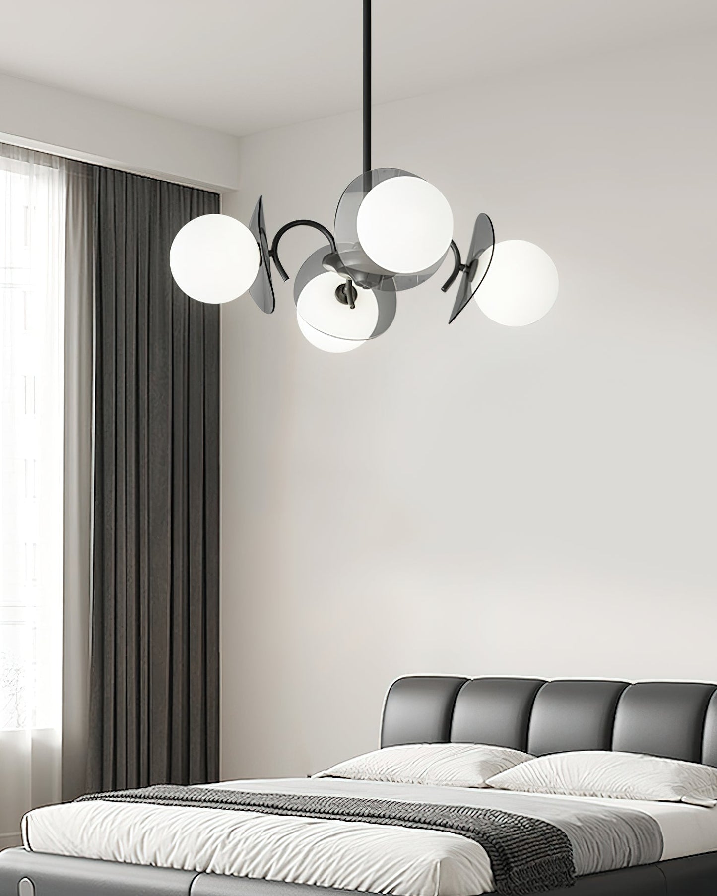 Molecular Glass Chandelier | Black Brass Frame | 4, 5, or 8 Heads