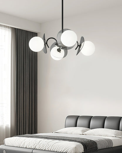 Molecular Glass Chandelier | Black Brass Frame | 4, 5, or 8 Heads