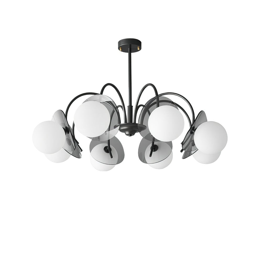 Molecular Glass Chandelier | Black Brass Frame | 4, 5, or 8 Heads