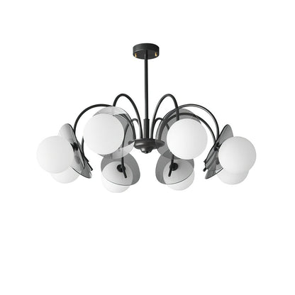 Molecular Glass Chandelier | Black Brass Frame | 4, 5, or 8 Heads